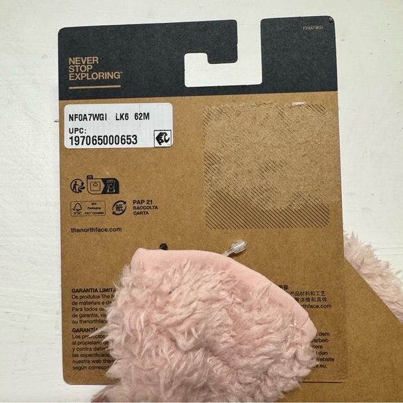 NWT The North Face BABY BEAR SUAVE OSO MITT pink fuzzy 6-24 months - Picture 6 of 6